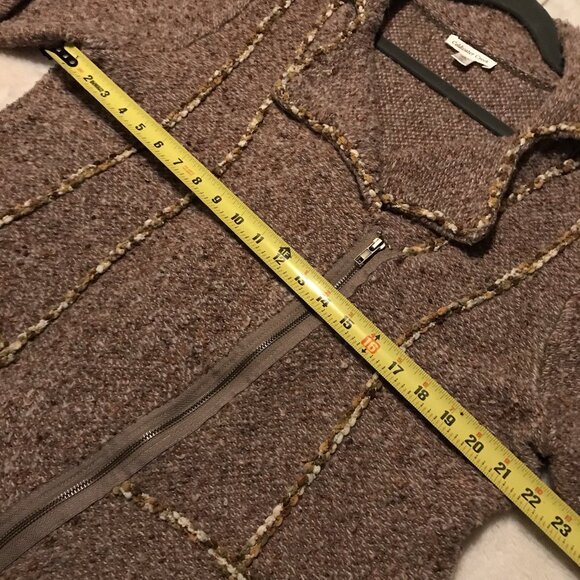 Coldwater Creek Textured Moto Marled Rami Wool Blend Jacket Brown Multi XXL - Picture 5 of 8